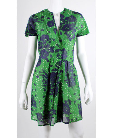 Wrap Dress in Green Navy Voile, BELL by Alicia Bell