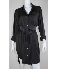 Shirt Tail Dress in Black Charmeuse, BELL by Alicia Bell