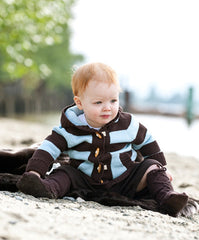 Knit Striped Hoodie, Blue