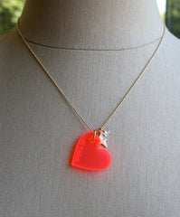 Pop Heart Gold Filled Necklace, Pink