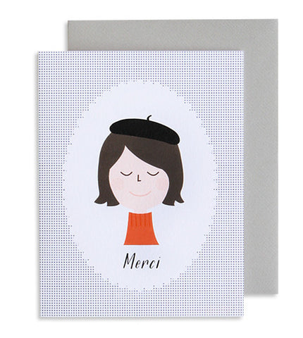 French Girl Thank You Card