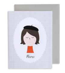 French Girl Thank You Card